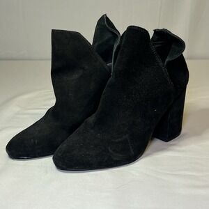 Steve Madden Black Rookie Suede Ankle Booties Size 7.5 US $110 Retail 3.5in Heel